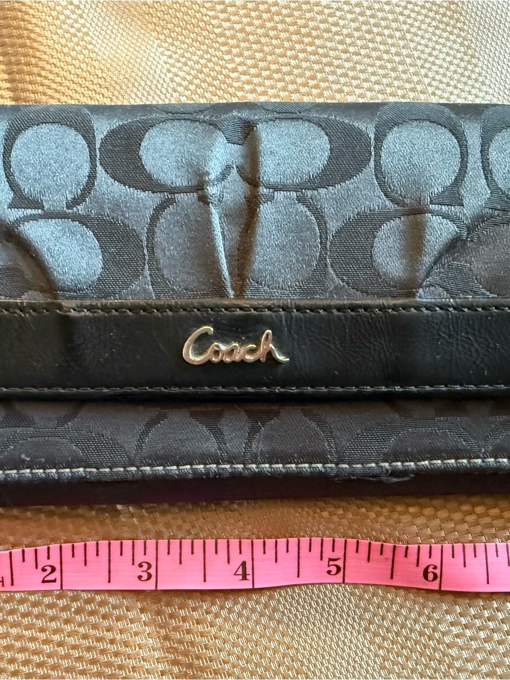 Coach Black Signature Fold Wallet with Silver Logo